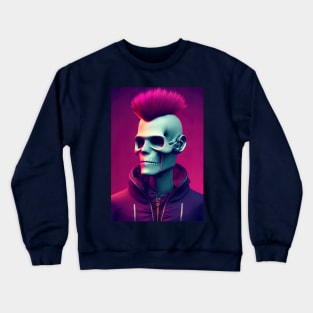 Punk Skull Jacket Rock Concept Digital Illustration Crewneck Sweatshirt